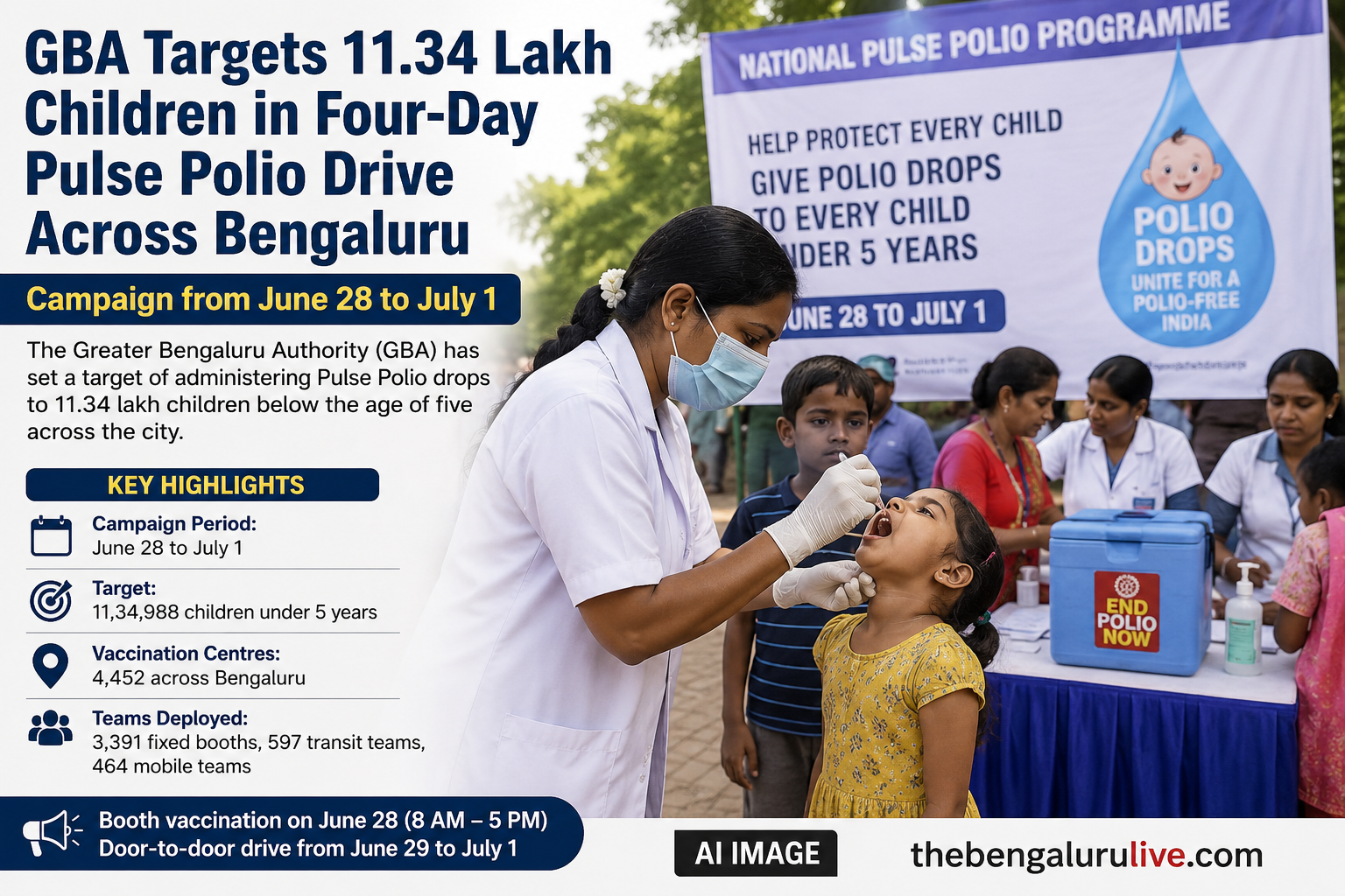 GBA Targets 11.34 Lakh Children in Four-Day Pulse Polio Drive Across Bengaluru