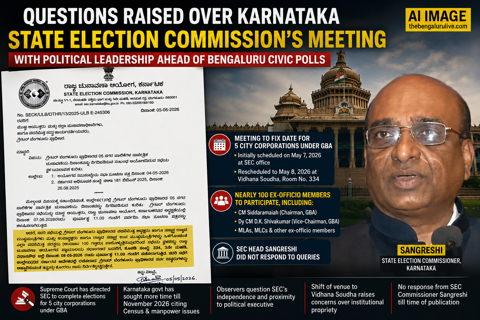 Questions Raised Over Karnataka State Election Commission’s Meeting With Political Leadership Ahead of Bengaluru Civic Polls
