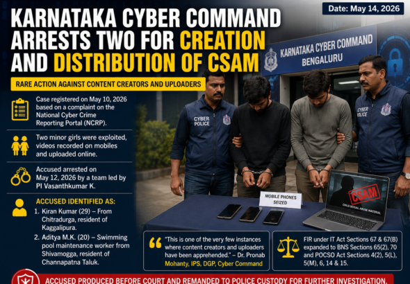 Karnataka Cyber Command Arrests Two for Creating and Uploading Child Sexual Abuse Material in Bengaluru