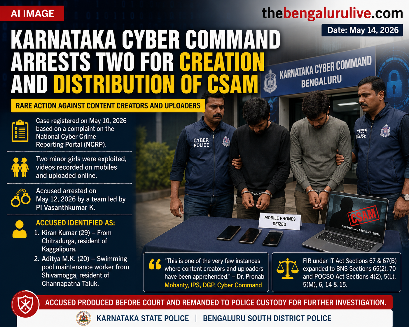 Karnataka Cyber Command Arrests Two for Creating and Uploading Child Sexual Abuse Material in Bengaluru