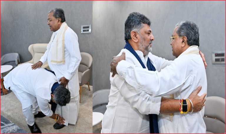 DK Shivakumar Touches Siddaramaiah’s Feet During Breakfast Meeting, Congress Leaders Signal Smooth Transition