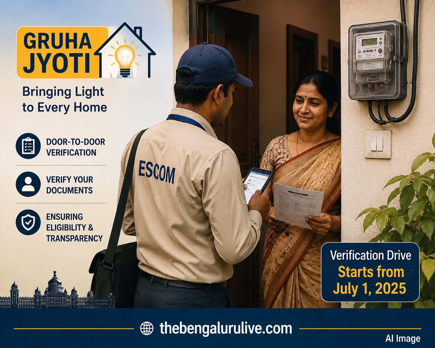 Gruha Jyoti Beneficiary Verification to Begin from July 1; ESCOM Staff to Conduct Door-to-Door Survey Across Karnataka
