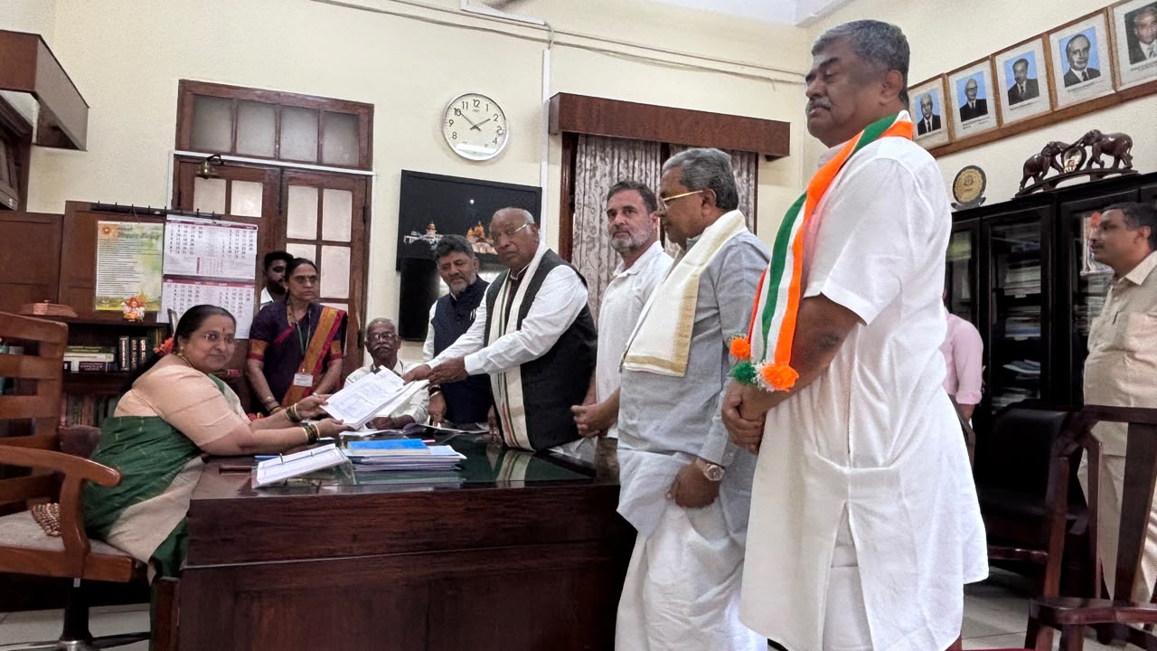 Mallikarjun Kharge Files Rajya Sabha Nomination from Karnataka in Presence of Rahul Gandhi, CM D.K. Shivakumar