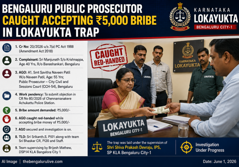Bengaluru Public Prosecutor Caught Accepting ₹5,000 Bribe in Lokayukta Trap