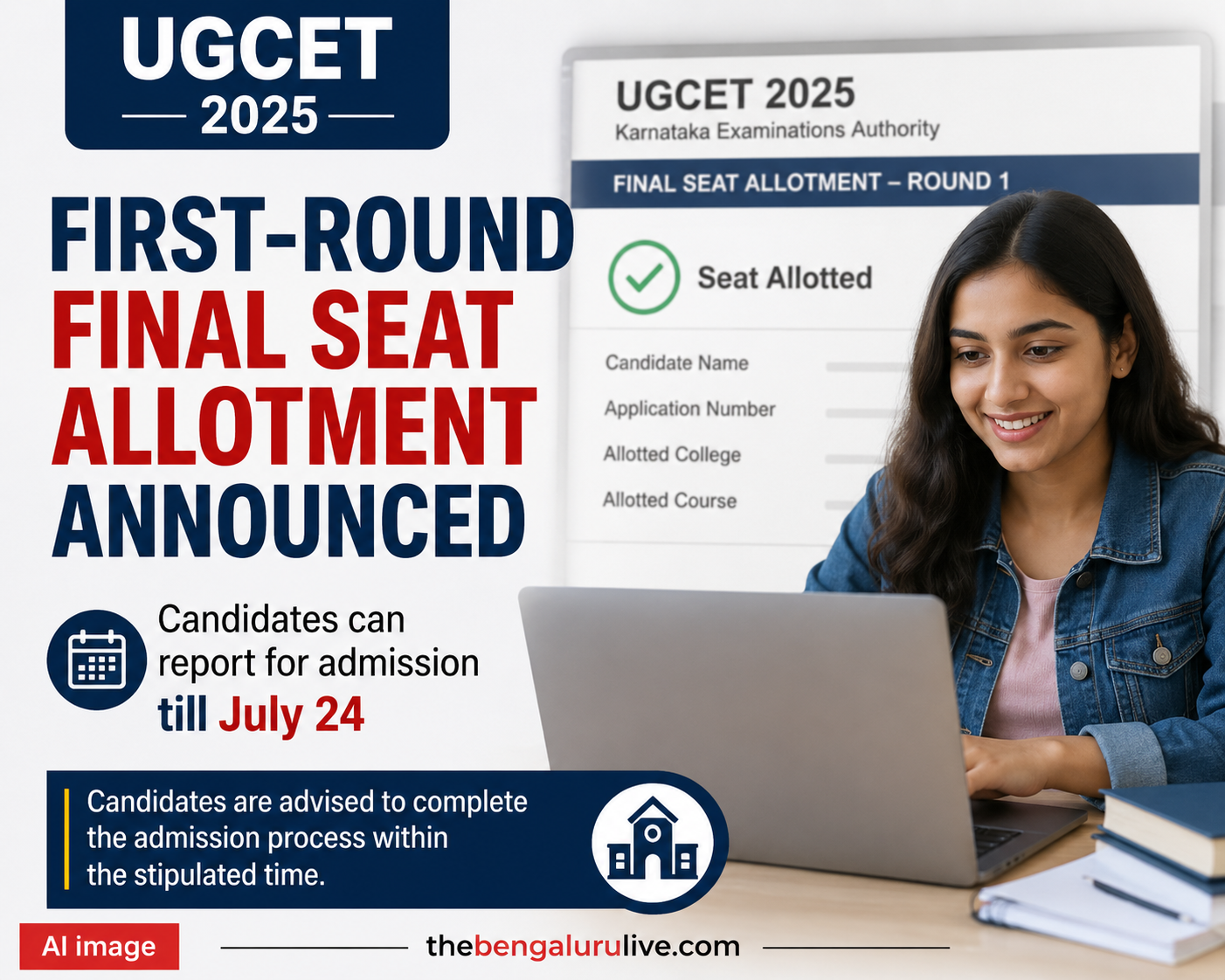 UGCET first-round final seat allotment announced; candidates can report for admission till July 24