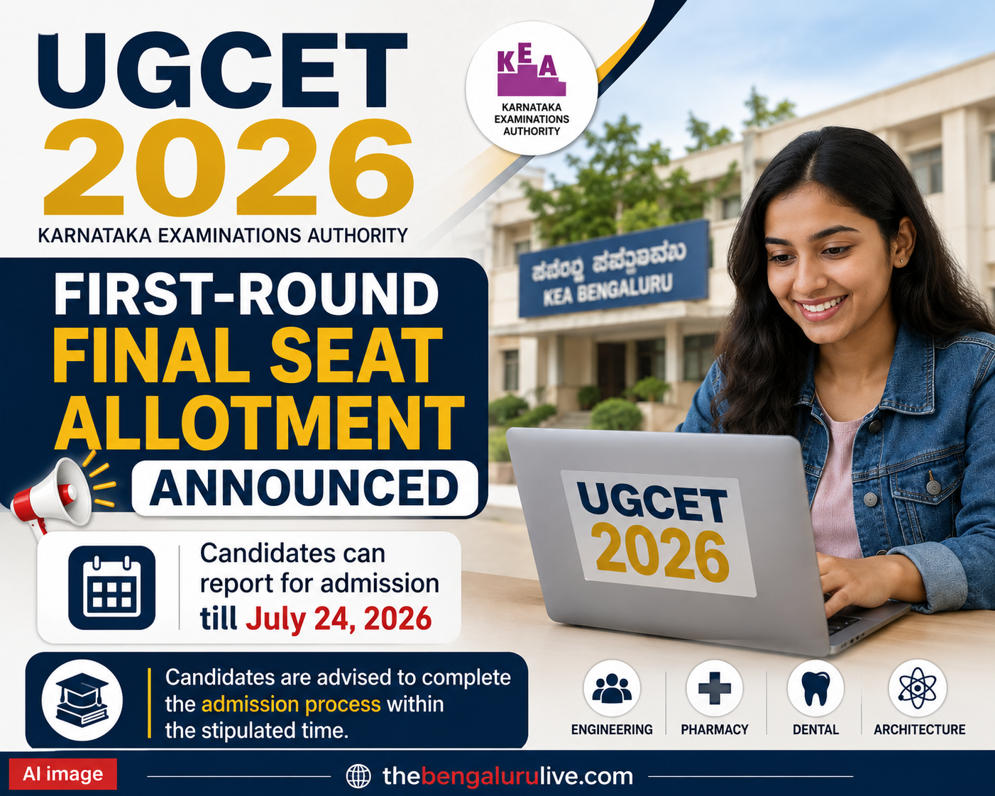 UGCET first-round final seat allotment announced; candidates can report for admission till July 24