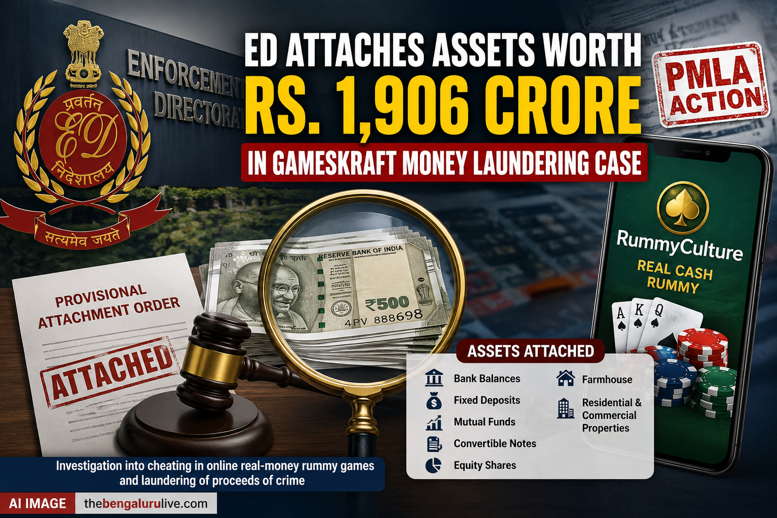 ED Attaches Assets Worth Rs 1,906 Crore in Gameskraft Money Laundering Case