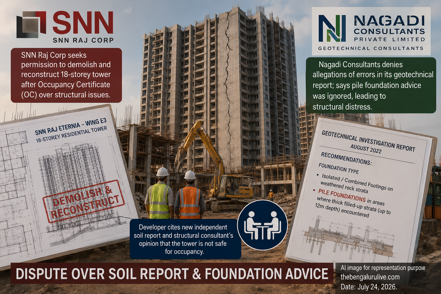 Exclusive: 'Pile Foundation Advice Was Ignored,' Says Nagadi Consultants; Rejects SNN Raj Corp's Allegation on 18-Storey Tower