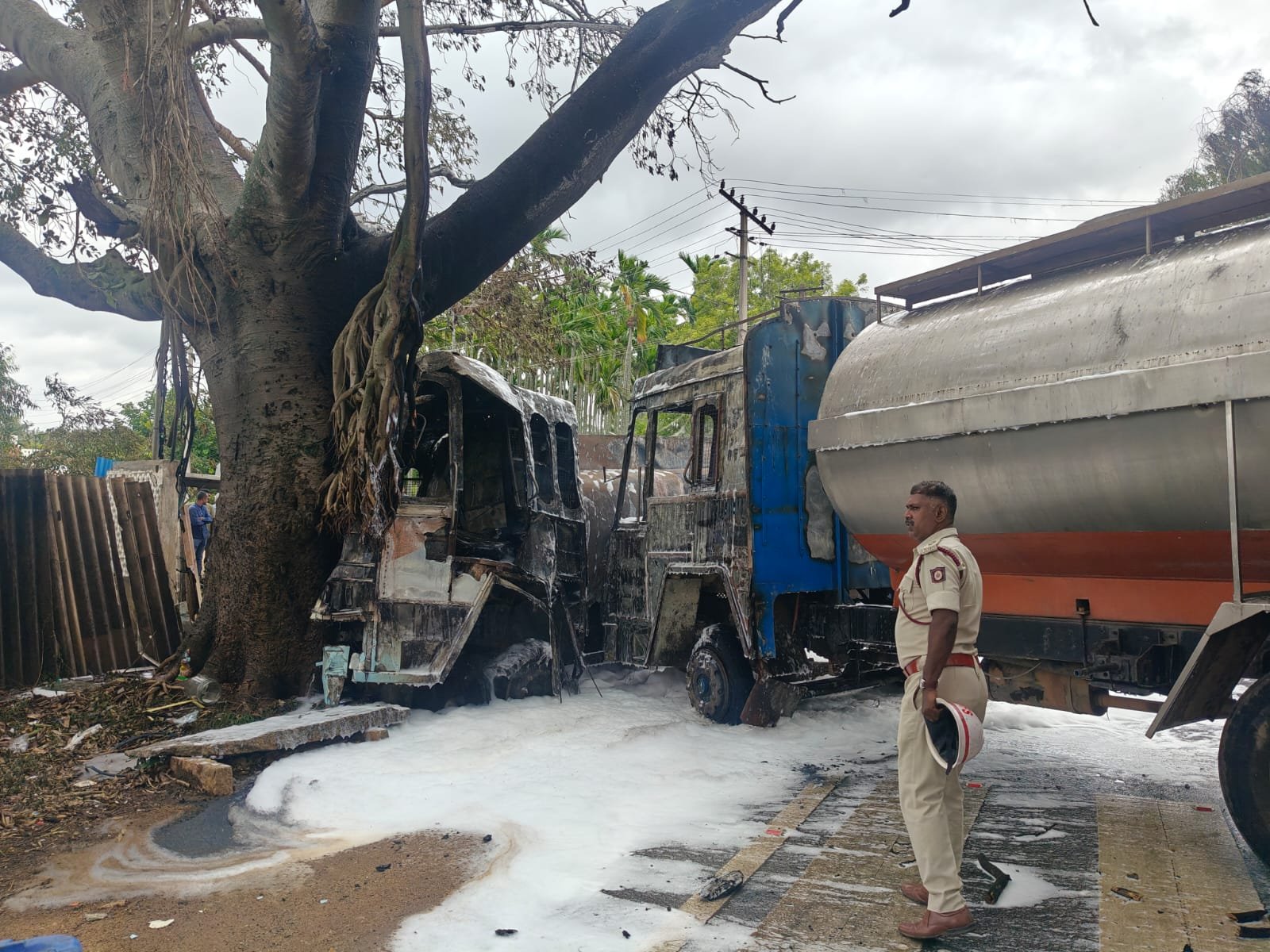 IOCL tanker carrying fuel to retail outlet catches fire after crash in Nelamangala, says NIPDA