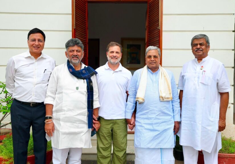 Siddaramaiah attends meeting at Rahul Gandhi’s Delhi residence with Surjewala, D.K. Shivakumar and B.K. Hariprasad
