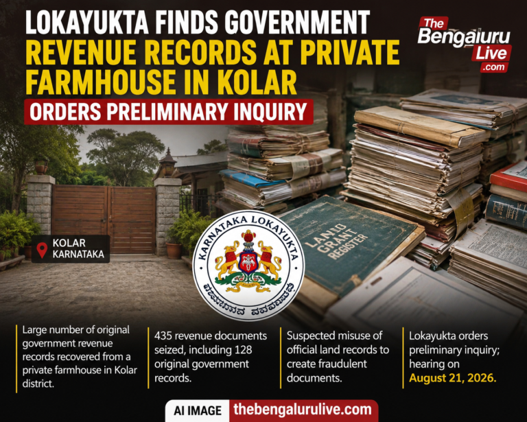 Lokayukta Finds Government Revenue Records at Private Farmhouse in Kolar; Orders Preliminary Inquiry