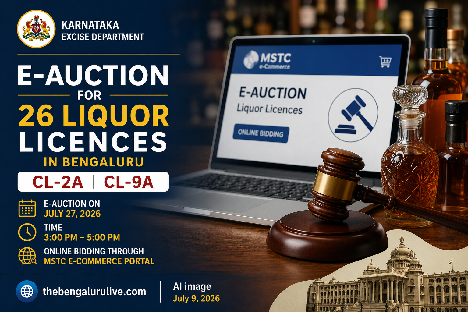 Karnataka Excise Department Invites Online Bids for 26 Liquor Licences in Bengaluru; E-Auction on July 27