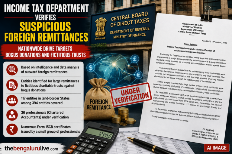Income Tax Department Launches Nationwide Verification of Suspicious Foreign Remittances; 394 Entities, 36 Professionals Covered
