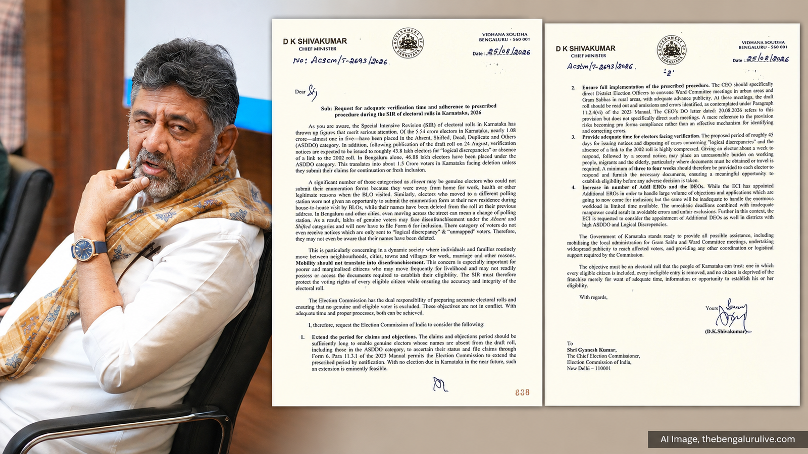 Karnataka SIR: D.K. Shivakumar Flags 1.08 Crore ASDDO Voters, Seeks More Time for Claims and Notices