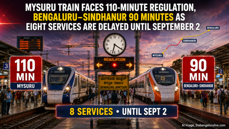 Mysuru Train Faces 110-Minute Regulation, Bengaluru–Sindhanur 90 Minutes as Eight Services Are Delayed Until September 2