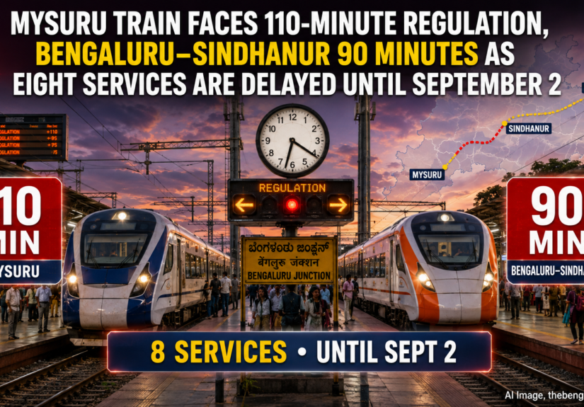 Mysuru Train Faces 110-Minute Regulation, Bengaluru–Sindhanur 90 Minutes as Eight Services Are Delayed Until September 2