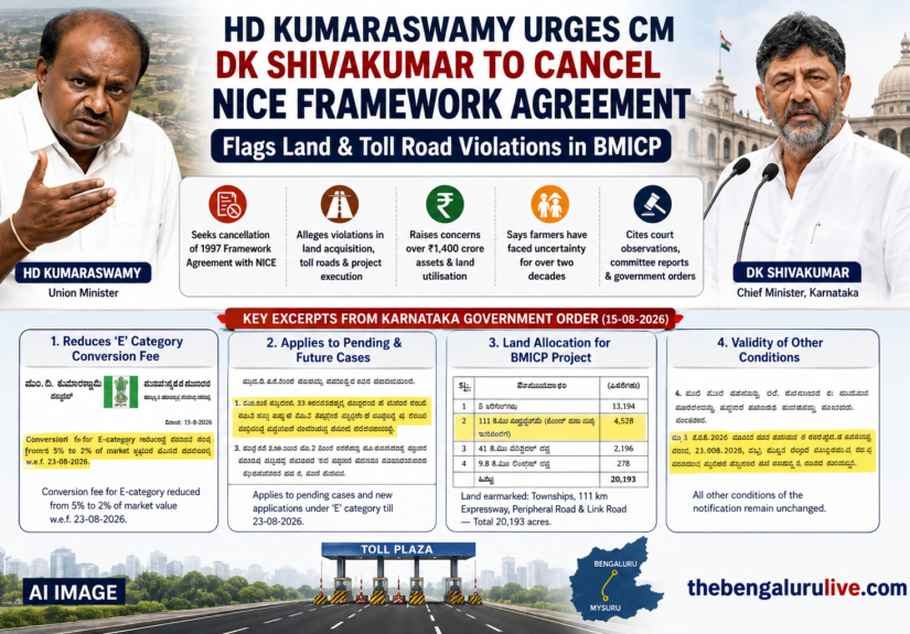 H D Kumaraswamy Seeks Cancellation of NICE Framework Agreement, Flags Land and Toll Road Violations in BMICP