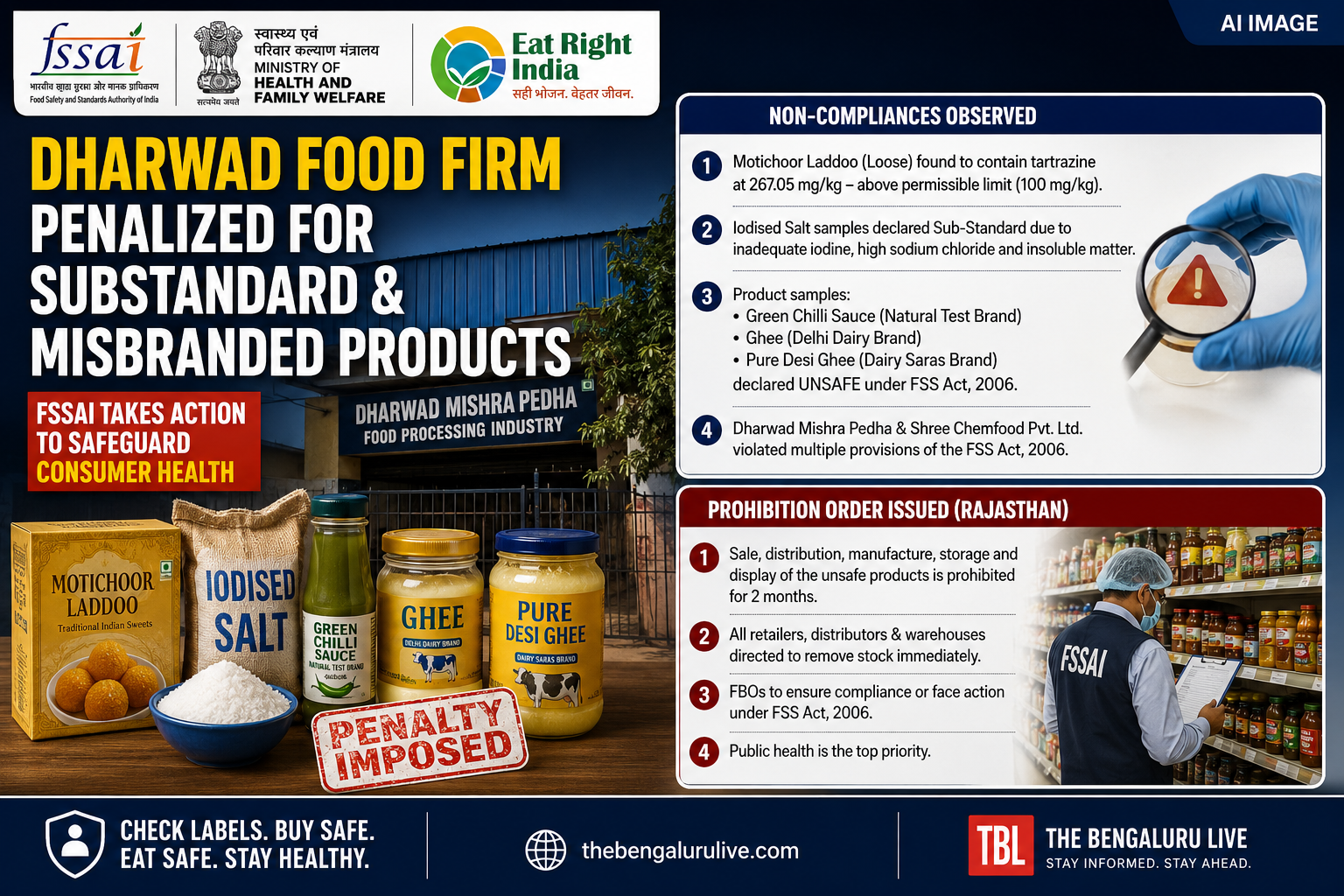 Dharwad Mishra Pedha Penalised Over Substandard Motichoor Laddoo; FSSAI Flags Excess Tartrazine