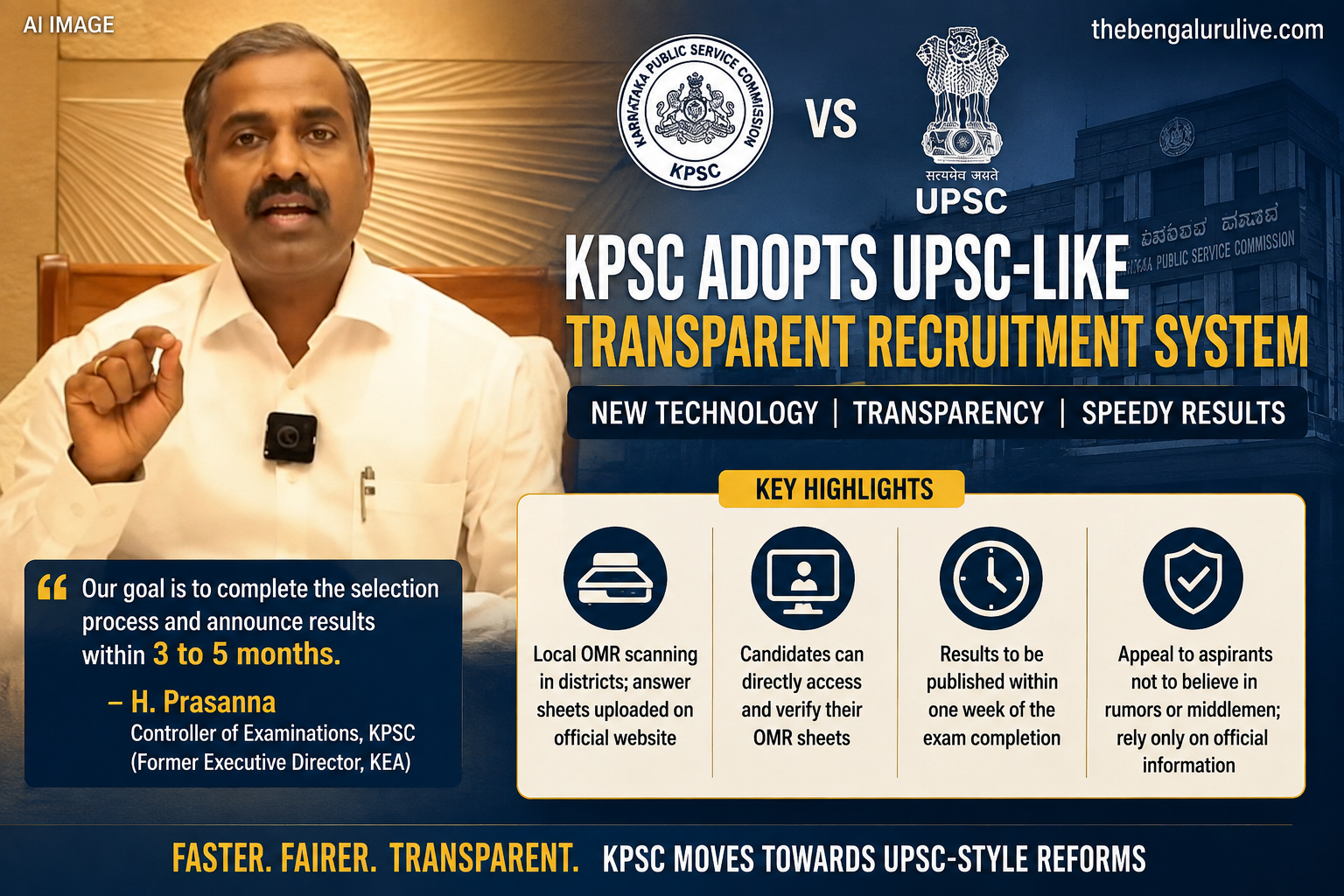 KPSC Plans UPSC-Style Recruitment Overhaul, Targets Results Within 3–5 Months and OMR Access for Candidates