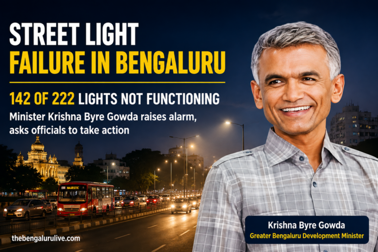 Bengaluru Streetlight Failure: 63% Poles Dark on Hudson Circle–Chalukya Circle Stretch, Krishna Byre Gowda Seeks Action