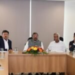 K.J. George and officials at the review meeting on Jog Falls development in Bengaluru