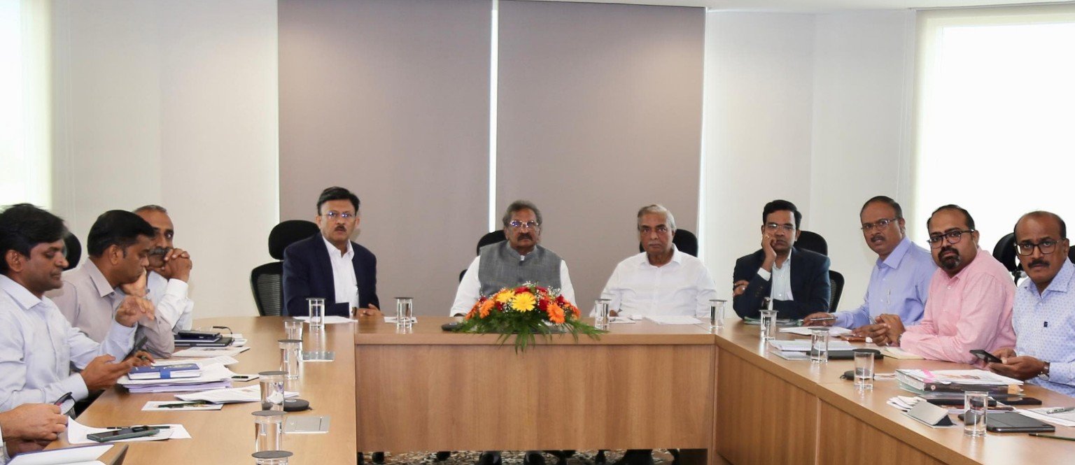 K.J. George and officials at the review meeting on Jog Falls development in Bengaluru
