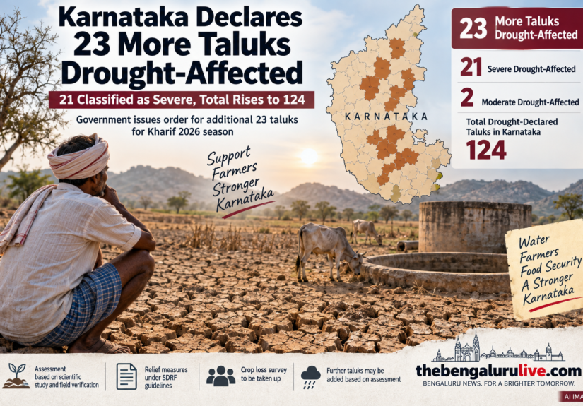 Karnataka Declares 23 More Taluks Drought-Affected; 21 Classified as Severe, Total Rises to 124
