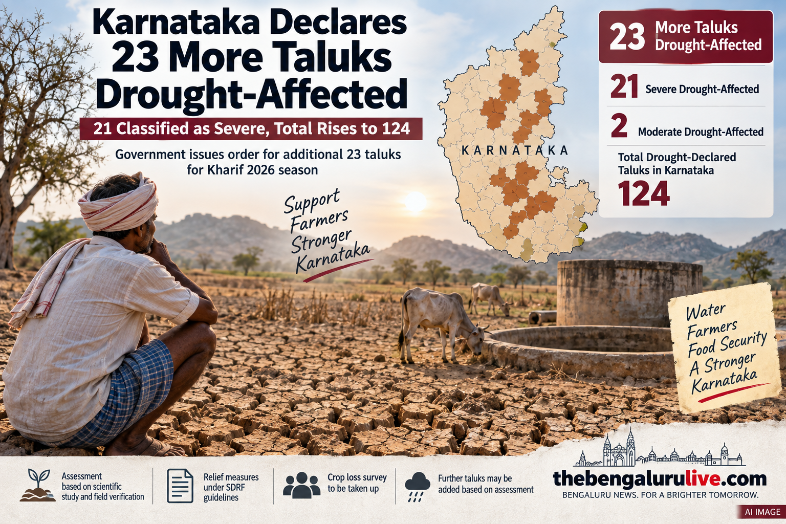 Karnataka Declares 23 More Taluks Drought-Affected; 21 Classified as Severe, Total Rises to 124