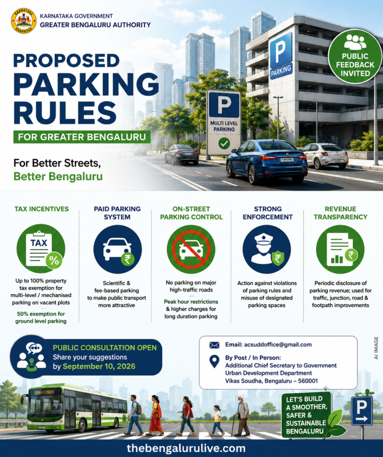 Greater Bengaluru Authority Proposes Paid Parking Rules, Tax Incentives for Off-Street Facilities; Public Feedback Open Until September 10