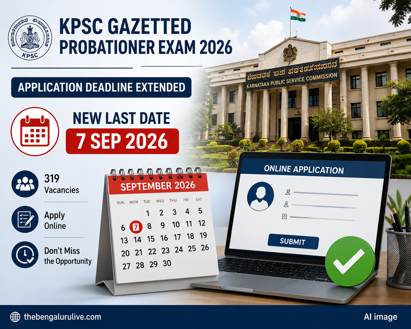 KPSC Extends Application Deadline for 319 Group A, B Gazetted Probationer Posts to September 7