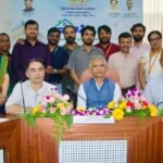 Krishna Byre Gowda with Muneesh Moudgil, Maheshwar Rao and officials at the e-Aasthi 2.0 launch