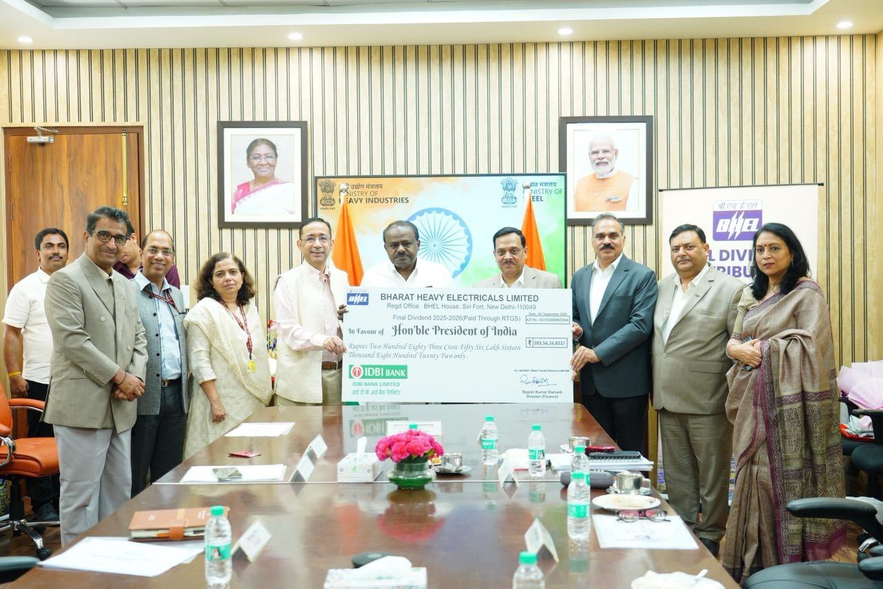 BHEL Declares ₹487.49 Crore Final Dividend for FY 2025-26; Centre to Receive ₹283.56 Crore