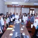 U T Khader and participants releasing Karnataka’s salt reduction action plan at Vidhana Soudha
