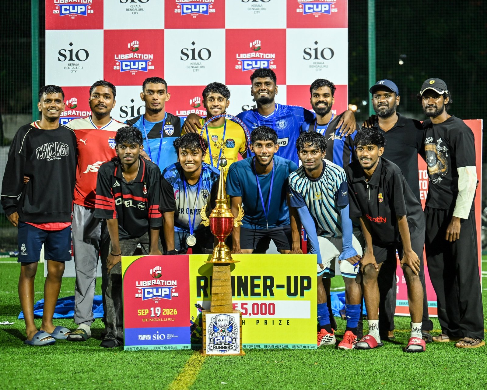 Reds United FC Win Liberation Cup 2026 in Bengaluru; Karthik Named Best Player 2 Lamasia FC with the Liberation Cup 2026 runners-up trophy