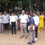 Maheshwar Rao and civic officials inspecting the Domlur area in Bengaluru
