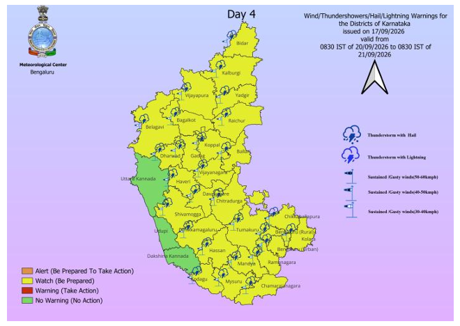 Bengaluru Faces Heavy Rain, Gusty Winds on September 20-21 as Karnataka Monsoon Activity Picks Up