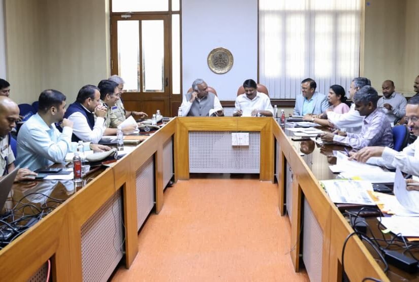 Ministers and officials at the joint Home and Transport departments review meeting in Bengaluru