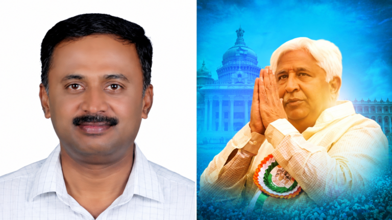 Photo composite of Dinesh Gooligowda and H.K. Patil using separate file images.