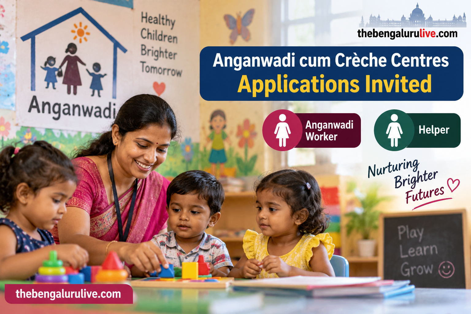 Bengaluru Anganwadi-Cum-Creche Recruitment 2026: Applications Invited for 34 Worker, Helper Posts at 17 Centres