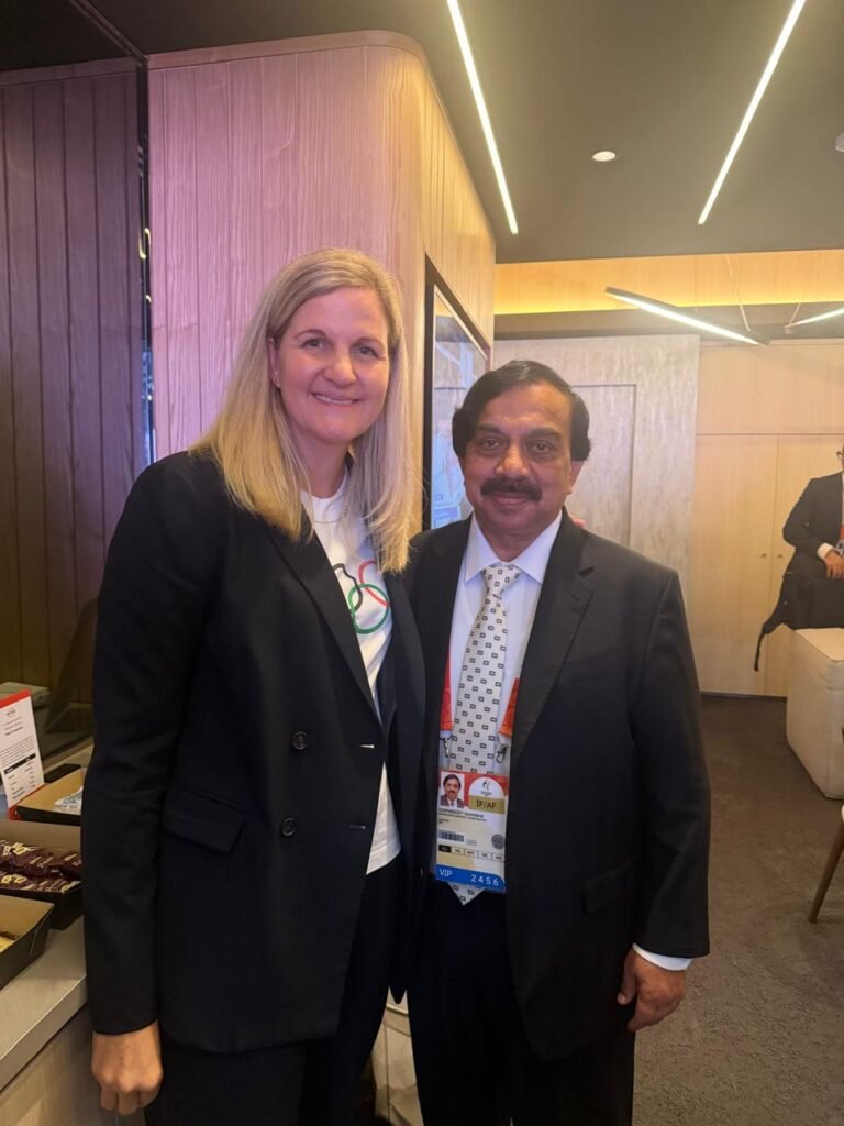 K. Govindaraj with IOC president Kirsty Coventry