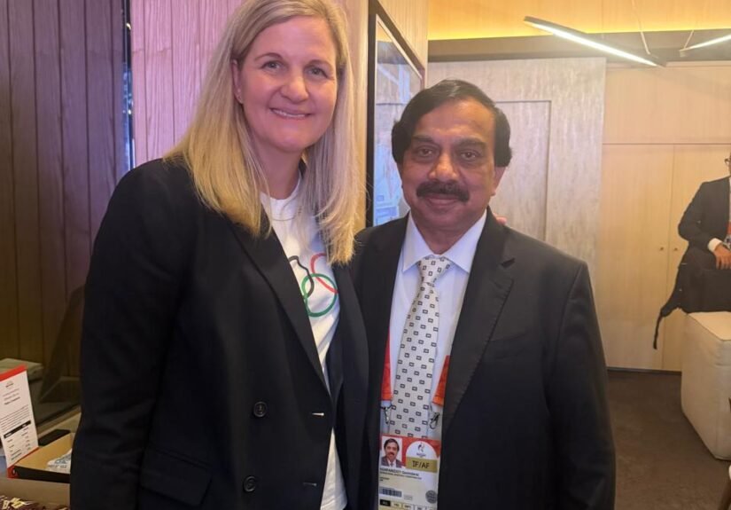 K. Govindaraj with IOC president Kirsty Coventry