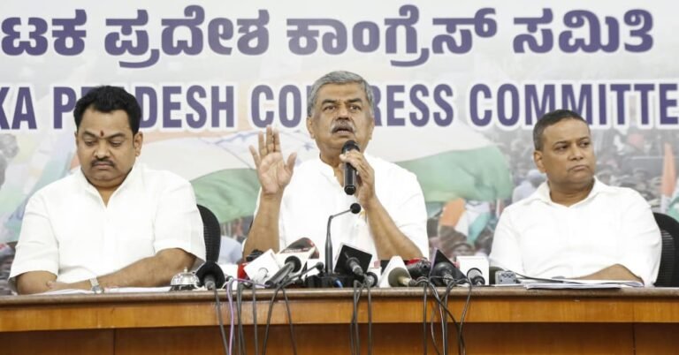 KPCC president B. K. Hariprasad addresses a media conference on electoral roll revision