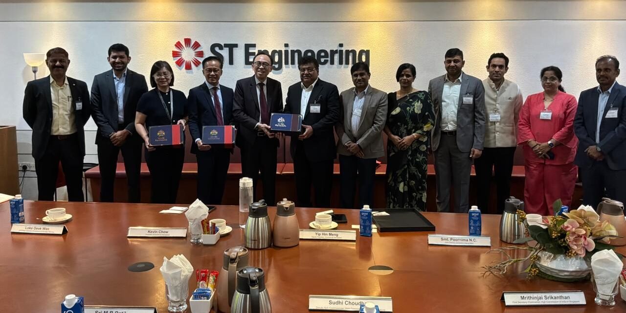 M B Patil and Karnataka delegation at ST Engineering in Singapore