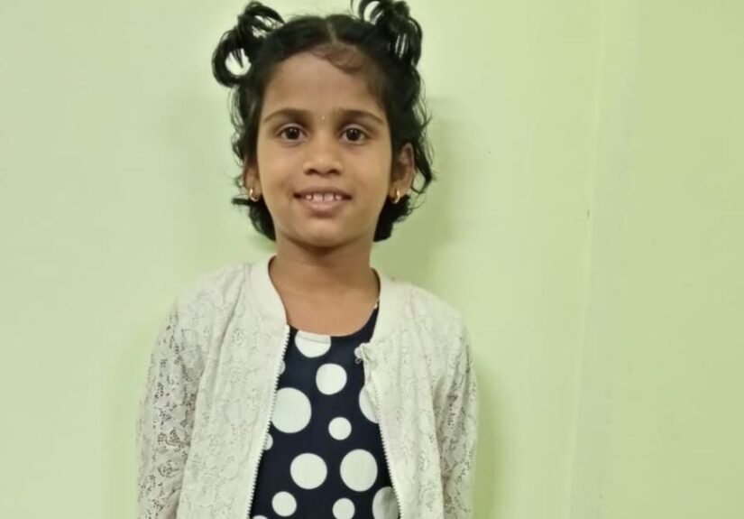 Pavithra, pictured in the official appeal to trace her parents
