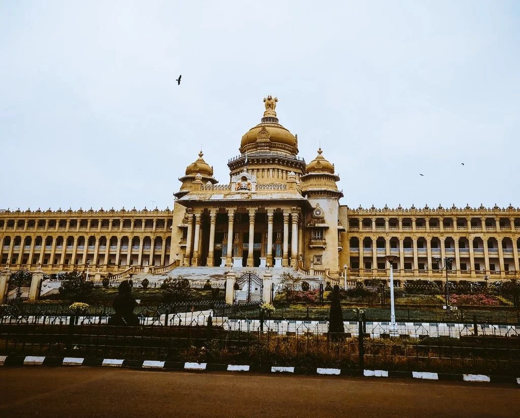 Front view of Vidhana Soudha in Bengaluru, home of the Karnataka legislature