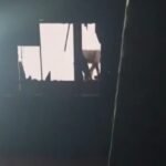 Damaged ceiling section inside Bharathi Theatre in Peenya