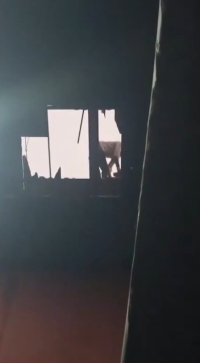 Damaged ceiling section inside Bharathi Theatre in Peenya