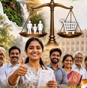 Consumer-rights illustration cropped from Karnataka Congress video graphic