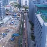 Stormwater channel beside buildings in Bengaluru North