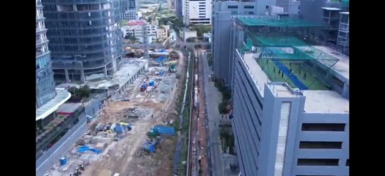 Stormwater channel beside buildings in Bengaluru North